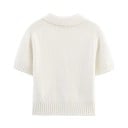 Damsvettar crop top med krage Kort ärm Tre snören för knytning fram Enfärgad sommartopp Olika färger Polyester Bomull 10