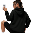 Damskapu och fickor Enfärgad hoodie med texten Los Angeles Bekväm fritidsöverdel i mjuk polyester i olika färger 20
