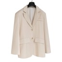 Damsk beige elegant jacka med krage och fickor Enfärgad jacka i polyester Stilig kavaj för kontoret, sociala evenemang och vardagsbruk 6