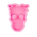 Rosa silikonform skalle 8 cm för harts nyckelringar smycken och kreativa dekorationer 4