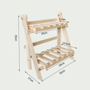 Wooden Storage Shelf 33 x 17.5 x 34.8 cm 2-Tier Table and Bathroom Organiser Made of Natural Wood 2