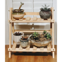 Wooden Storage Shelf 33 x 17.5 x 34.8 cm 2-Tier Table and Bathroom Organiser Made of Natural Wood 3