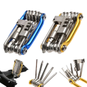 11 in 1 Multifunctional Bicycle Tool Set Wrenches Screwdrivers Chain Cutter Portable Aluminium Tool Repair Kit for Mountain and Road Bikes 6