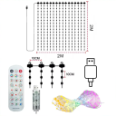 LED smart gardinbelysning RGBIC 2 x 2 m 400 LED USB strömförsörjning Fjärrkontroll Bluetooth App Dekorativ ljusslinga 2
