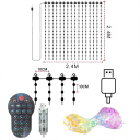 LED smart gardinbelysning RGBIC 2,4 x 2,4 m 256 LED USB-strömförsörjning Fjärrkontroll Bluetooth Appkontroll Juldekoration 2
