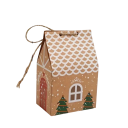 24 pièces Boîtes mini de Noël pour bonbons 10,5 x 7 x 5 cm Papier kraft Maisons beiges avec cordeau Emballage cadeau pour fêtes et mariages 1