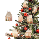 24 pièces Boîtes mini de Noël pour bonbons 10,5 x 7 x 5 cm Papier kraft Maisons beiges avec cordeau Emballage cadeau pour fêtes et mariages 2