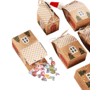 24 pièces Boîtes mini de Noël pour bonbons 10,5 x 7 x 5 cm Papier kraft Maisons beiges avec cordeau Emballage cadeau pour fêtes et mariages 4