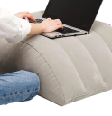 Uppblåsbar kilkudde för ben och rygg Grå PVC Bärbar kudde för sömn Resa Camping Stöd för knän, huvud och laptop 4