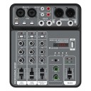 Professionell 4-kanals mixer 20,5 × 17 × 4 cm USB Bluetooth MP3 ljudmixer med effektförstärkare och 48V fantomström 1