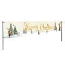Jul utomhusbanner 200 x 40 cm Snöig landskap med träd och hjortar med texten God Jul Vattentålig dekoration för staket och vägg 1