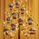 10 st Däckta juldekorationer 8 cm 2D hängande dekorationer Santa i luftballong Naturligt trä Julgransprydnader Juldekoration 2