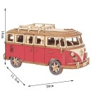 3D träpussel röd buss 29 × 11,5 × 14 cm 226 bitar Laserad modell Handmontering med 3D-instruktion Realistisk dekoration och present 2