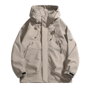Unisex vattentät jacka med huva och dragkedja, med fickor, slitstark polyester, lämplig för regn och vind, stilig lätt vindjacka 6