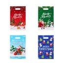 10 st Presentpåsar med julmotiv och texten Merry Christmas 25 x 16,5 cm Plastpåsar med handtag för små presenter och godis 1