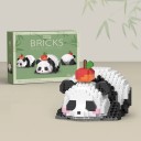Barnens söta byggsats i form av en panda som ligger ner med ett äpple på huvudet, 534 delar av pussel, rolig kreativ byggning 2