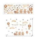 Wandaufkleber 98 x 64 cm Bären im Zug Transparenter matter Vinyl Dekoration für das Kinderzimmer Niedliche Wanddekoration 1