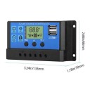 Solcellsladdningsregulator 133 x 30 x 68 mm 30 A LCD-display dubbel USB Automatisk PWM-styrning skydd för solpaneler och batterier 3