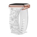 Květinový gravírovaný řemínek 38 40 41 mm pro Apple Watch S1–S10 SE Laserový silikonový pásek Motýli Květiny Francouzský design 2