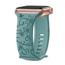Květinový gravírovaný řemínek 38 40 41 mm pro Apple Watch S1–S10 SE Laserový silikonový pásek Motýli Květiny Francouzský design 5