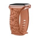 Blommig graverad rem 42 mm för Apple Watch Series 10 Silikonrem med fjärilar och blommor Elegantisk fransk design 4