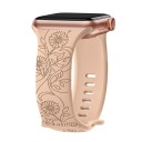 Brățară gravată cu flori 42 44 45 46 49 mm pentru Apple Watch Series 1–10 SE SE2 Ultra Brățară din silicon cu motiv de floarea-soarelui 8