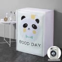 Housse de protection pour machine à laver à chargement frontal 62 × 55 × 86 cm Imprimé blanc transparent panda Fermeture éclair 2