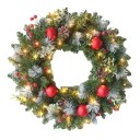 Julkrans 30 cm med inbyggda LED-lampor Ljusdekoration för dörrar och väggar Tjocka barr Elegantisk juldekoration för inredning 1