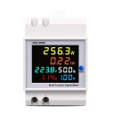 Energimätare för DIN-skena 8 x 6,4 x 5,4 cm AC 250–450 V 100 A Extern transformator Volt amp frekvens kWh digital mätare 2