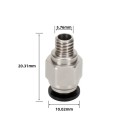 Metallisk pneumatisk koppling 20,3 x 10 x 5,76 mm PC4 M6 för PTFE-rör 4 mm Filamentledning Täta fästen för 3D-skrivare 3
