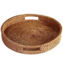 Handvävd rund förvaringskorg 35 x 6 cm Låg dekorativ box för småsaker nycklar kosmetik organisation av hemmet 1