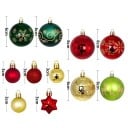 44 pcs Boules de Noël 3 - 6 cm Décorations pour sapin Formes de boules et d'étoiles Différentes couleurs et tailles Décoration de sapin 3