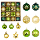 44 pcs Boules de Noël 3 - 6 cm Décorations vertes et dorées pour sapin Boules et étoiles pour décoration de Noël Différentes tailles 1