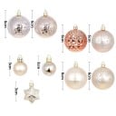 Ensemble de Noël romantique 44 pièces décorations 3 - 6 cm Boules et étoiles rose doré Différentes tailles pour une décoration élégante 2