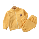 Conjunto unisex para niños Sudadera con cremallera y pantalones Conjunto de peluche Cuello redondo Ropa cálida y cómoda 7