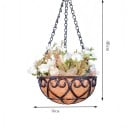 Hængende blomsterkrukke kokos skål 30 cm Stor hængende blomsterkrukke i kokoslook med snorophæng til planter 3