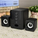 Sats med svarta 2 högtalare och en subwoofer för datorn Stereo ljud USB 5 V strömförsörjning 3