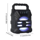 Bärbar Bluetooth-högtalare med LED-belysning 17,5 × 11,2 × 9,3 cm FM-radio USB TF-kort med handtag 2