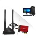 Carte PCI Express pour PC 5374 Mb/s Wi-Fi 6E 2,4/5/6 GHz Bluetooth 5.3 Deux antennes sur câble de 120 cm 2