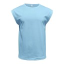 Enfärgad herrtopp Polyester material Rundad halslinning Lätt rak passform För sport och fritid Sommarbruk snabbtorkande 2