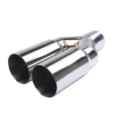 Dubbel böjd avgasrör 63 mm ingång 76 mm utgång Universellt rostfritt stål Muffler Tailpipe för bil tuning 1