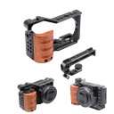 Kameracage 12,8 x 4,1 x 8,3 cm Stabiliser med trähandtag Video cage för Sony ZV-E10 2