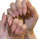 Naturligt set med konstgjorda naglar Mandelform Nude nyans Fina rosetter 12 storlekar Eleganta realistiska tips 24 st 1
