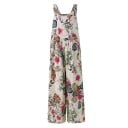 Salopetă florală pentru femei cu decolteu rotund, pantaloni lungi, top cu bretele late, croială lejeră de vară, material poliester și in 1