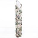 Salopetă florală pentru femei cu decolteu rotund, pantaloni lungi, top cu bretele late, croială lejeră de vară, material poliester și in 2