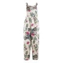 Salopetă florală pentru femei cu decolteu rotund, pantaloni lungi, top cu bretele late, croială lejeră de vară, material poliester și in 4