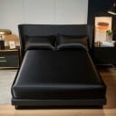 Ensemble de literie en satin Drap-housse avec élastique 200 x 220 cm + 2x taie d'oreiller 50 x 75 cm Lisse et brillant 3