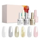 6 pcs vernis gel UV LED 7,5 ml Kit de manucure à domicile Effet scintillant Sans HEMA et TPO Vernis semi-permanents écologiques 1
