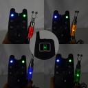 Trådlös fiskebite signaleringssats 1 + 4 med belysta swingrar LED ljudsignal och mottagare EVA fodral 3