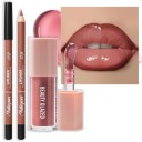 2 pcs ensemble crayon à lèvres et gloss Waterproof maquillage en teintes nude pour un look naturel des lèvres 5